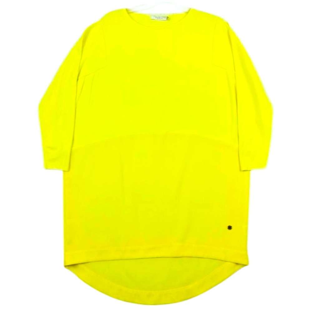 FRNCH Yellow Loose Fit Mini Dress High Low Hem 3/4” Sleeves - also a Tunic Top